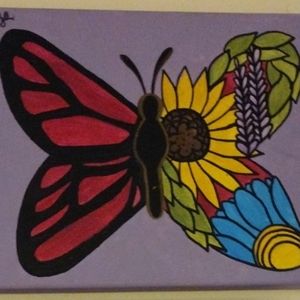 Floral Butterfly Canvas Painting